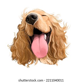 Vector art of a head happy dog smiling puppy