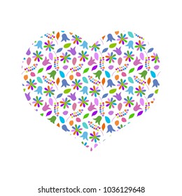 Vector art heart of florets on a white background. Eps 10.