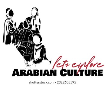 vector art of hijabi women together. empowered women of arabia.