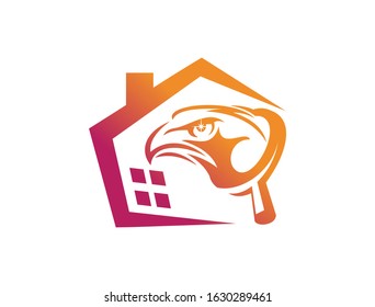 Vector art of Home Inspection Eagle, Eye and  Magnifying Logo design