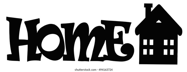 Vector art of Home Text & Icon for Cutout Design
