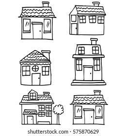 Vector art of house set hand draw