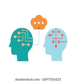 arte vetorial de mentes humanas e ai