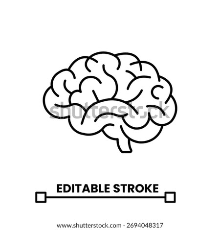Vector art of human brain linear icon with editable stroke