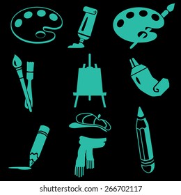 Vector art icon set on black.