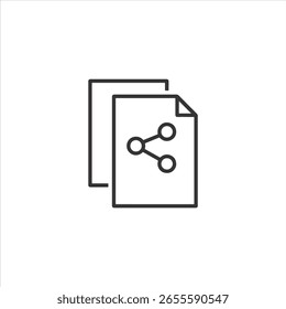 Vector art of icon showing documents linked together, symbolizing sharing or networking