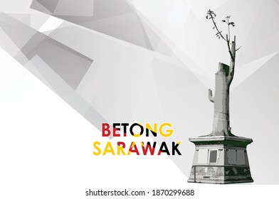 Vector Art Of Iconic Monument In Betong, Sarawak With Abstract Background