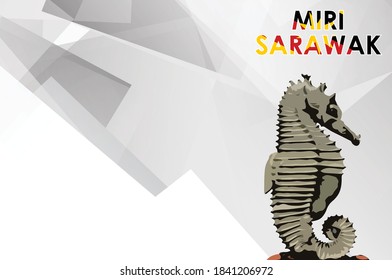 Vector Art Of Iconic Monument In Miri, Sarawak With Abstract Background