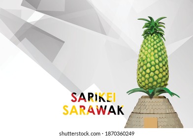 Vector Art Of Iconic Monument In Sarikei, Sarawak With Abstract Background