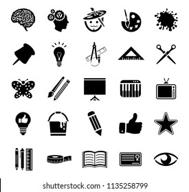 vector art icons. graphic design concept - drawing and painting tools, illustrations sign symbols