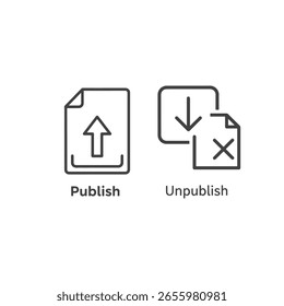 Vector art of icons for publishing and unpublishing files or content