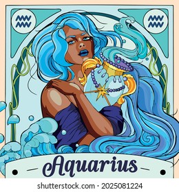 Vector art illustration of Aquarius zodiac symbol