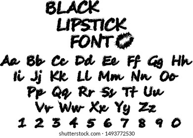 Vector art illustration of the black lipstick font, english alphabet