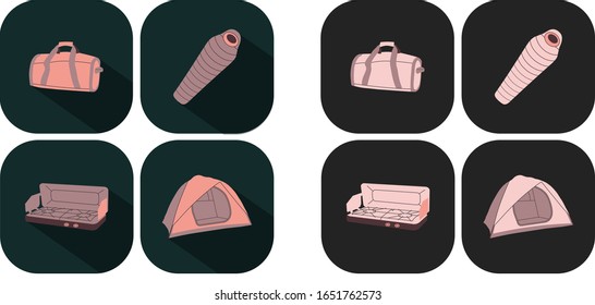 Vector art illustration camping icons