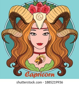 Vector art illustration of Capricorn zodiac symbol