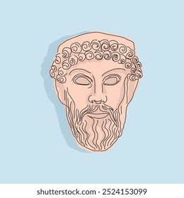 Vektorgrafik Illustration Cartoon Alte griechische Maske. Ideal für Kunstplakate. Für eine Theater- oder Altgriechische Veranstaltung. 
