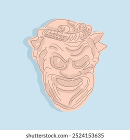 Vector art  Illustration Cartoon Ancient Greek mask. Great for art poster. For a theatrical or ancient Greek event. 