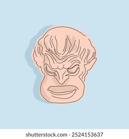 Vector art  Illustration Cartoon Ancient Greek mask. Great for art poster. For a theatrical or ancient Greek event. 