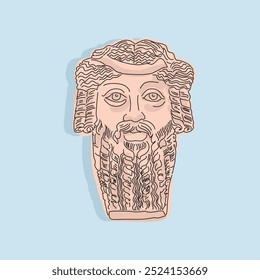 Arte vectorial Ilustración de dibujos animados de la antigua máscara griega. Grande para el cartel del arte. Para un evento teatral o griego antiguo. 
