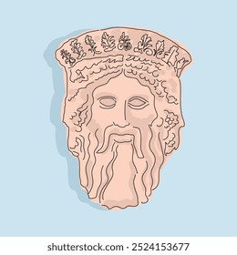 Arte vectorial Ilustración de dibujos animados de la antigua máscara griega. Grande para el cartel del arte. Para un evento teatral o griego antiguo. 