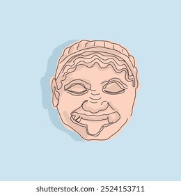 Arte vetorial Ilustração Desenho Animado Máscara grega antiga. Ótimo para pôster de arte. Para um evento teatral ou grego antigo. 