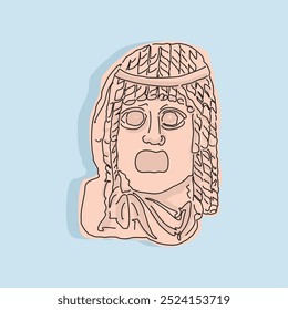 Vector art  Illustration Cartoon Ancient Greek mask. Great for art poster. For a theatrical or ancient Greek event. 