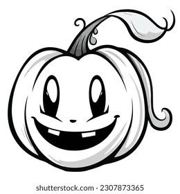 Vektorkunst, Illustration von Cartoon Pumpkin Lächeln mit Topknot, Halloween-Illustration