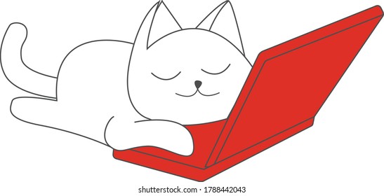 Vector art illustration of cat with notebook.