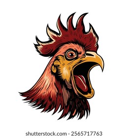 vector art and illustration of cock hen head 