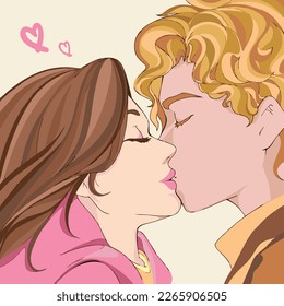 Vector art illustration of a couple kissing passionately