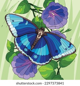 vector art illustration of a cute butterfly perched on a flower