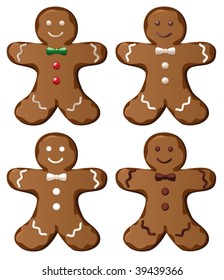 vector art illustration of cute gingerbread men cookies