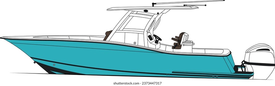 Vector art, illustration of a fishing boat