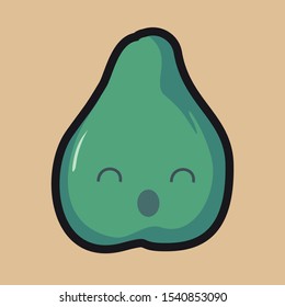 Vector Art Illustration. Vector Fruit Illustration. Vector Avocado Face