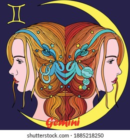 Vector art illustration of Gemini zodiac symbol