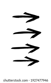 Vector art illustration grunge arrows. Set of hand drawn paint object for design. Abstract brush drawing