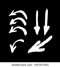 Vector art illustration grunge arrows. Set of hand drawn paint object for design. Abstract brush drawing