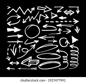 Vector art illustration grunge arrows. Set of hand drawn paint object for design. Abstract brush drawing