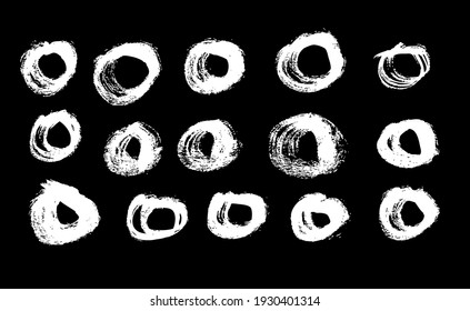 Vector art illustration grunge circle. Set of hand drawn paint object for design. Abstract brush drawing