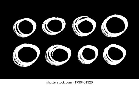 Vector art illustration grunge circle. Set of hand drawn paint object for design. Abstract brush drawing