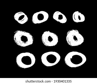 Vector art illustration grunge circle. Set of hand drawn paint object for design. Abstract brush drawing