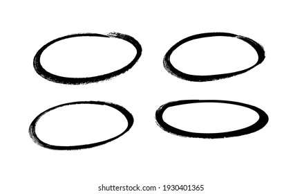 Vector art illustration grunge circle. Set of hand drawn paint object for design. Abstract brush drawing