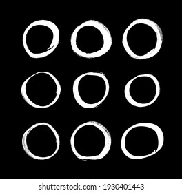Vector art illustration grunge circle. Set of hand drawn paint object for design. Abstract brush drawing