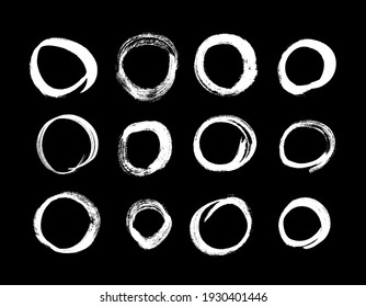 Vector art illustration grunge circle. Set of hand drawn paint object for design. Abstract brush drawing