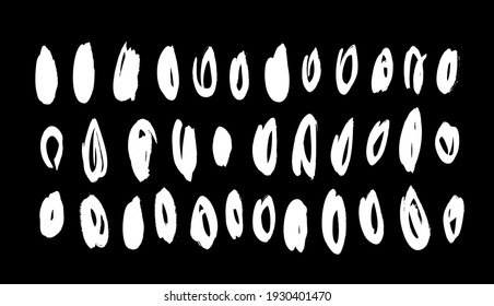 Vector art illustration grunge circle. Set of hand drawn paint object for design. Abstract brush drawing