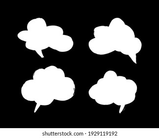 Vector art illustration grunge speech bubbles. Set of hand drawn paint object for design. Abstract brush drawing. 