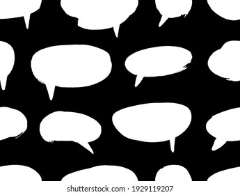 Vector art illustration grunge speech bubbles. Set of hand drawn paint object for design. Abstract brush drawing. 