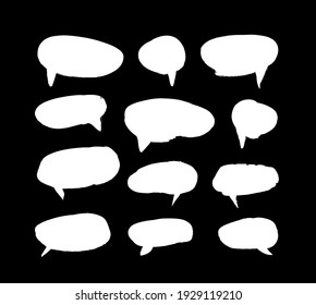 Vector art illustration grunge speech bubbles. Set of hand drawn paint object for design. Abstract brush drawing. 