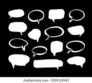 Vector art illustration grunge speech bubbles. Set of hand drawn paint object for design. Abstract brush drawing. 