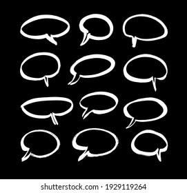 Vector art illustration grunge speech bubbles. Set of hand drawn paint object for design. Abstract brush drawing. 